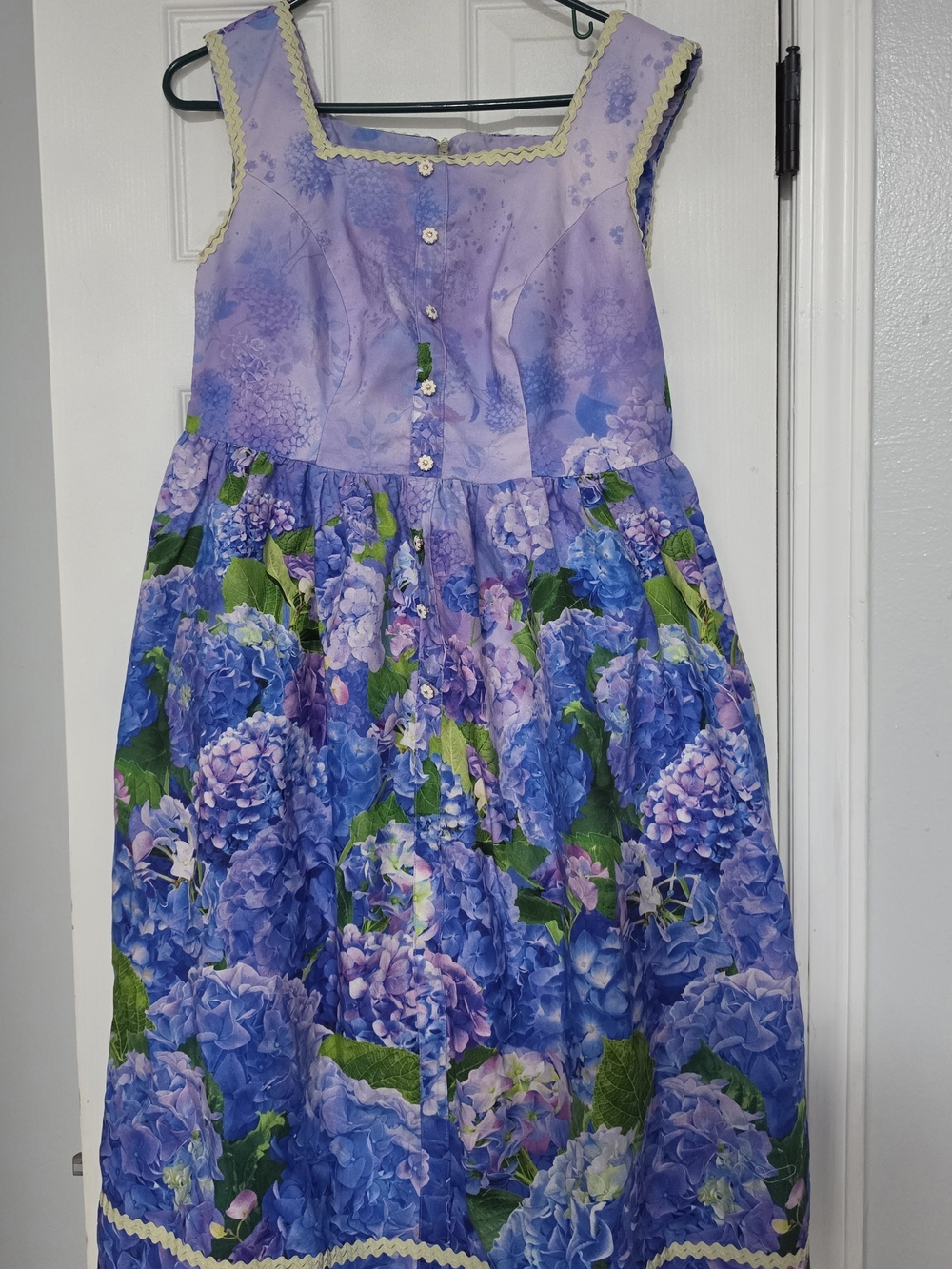 Lavender Blue Hydrangea Print Dress